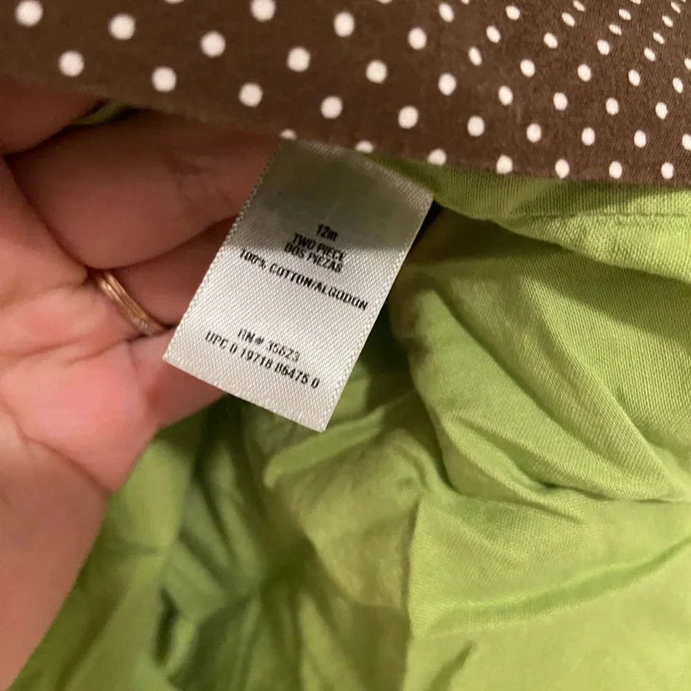 EUC | Carter’s baby girl green‎ & brown floral high neck dress — 12 months